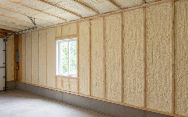 Attached garage insulated across the walls and up under the ceiling