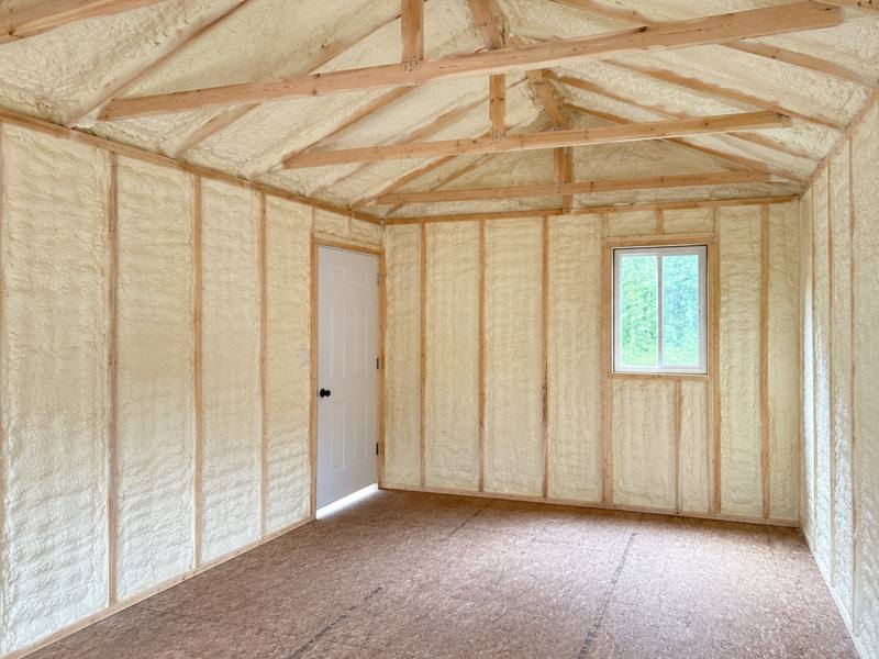 Detached outbuilding insulated through the walls and up into the roof